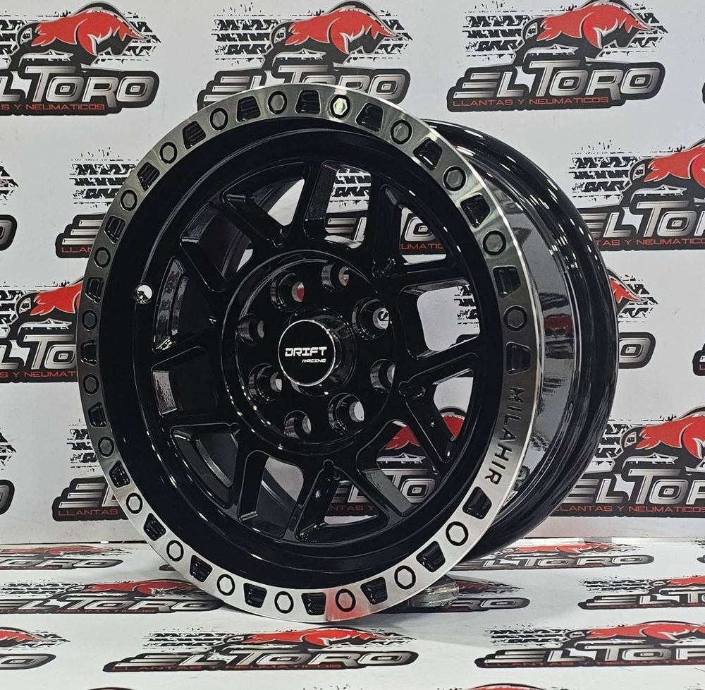 Llanta Drift Racing Milahir 17x9 6x139 negra con borde plateado