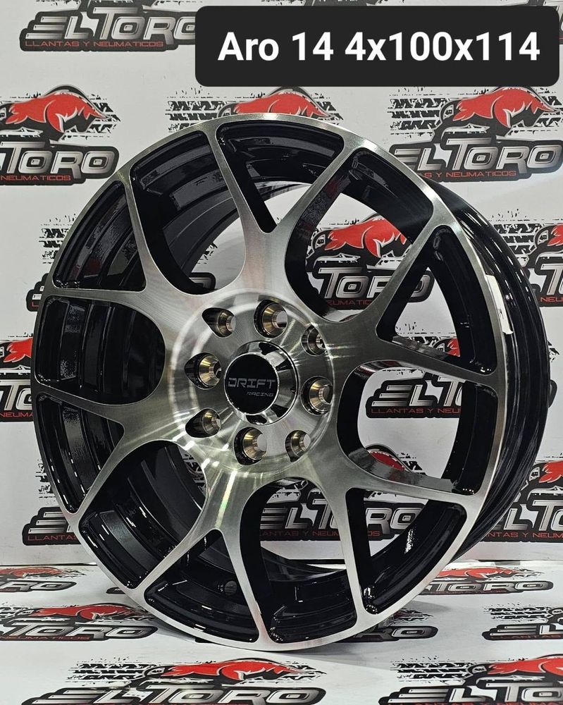 Llanta Drift Racing aro 14 4x100/114 negra con caras maquinadas